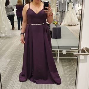 faille bridesmaid ball gown with jewel sash